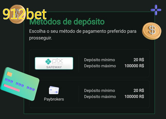 O cassino 912betbet oferece uma grande variedade de métodos de pagamento